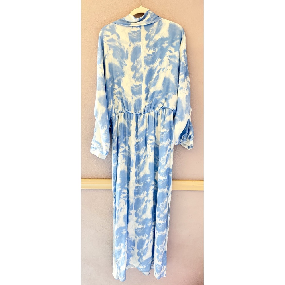 Alexia Admor Kacey Draped Blue and White Maxi Dress V Neck Dolman Sleeve - Picture 5 of 5